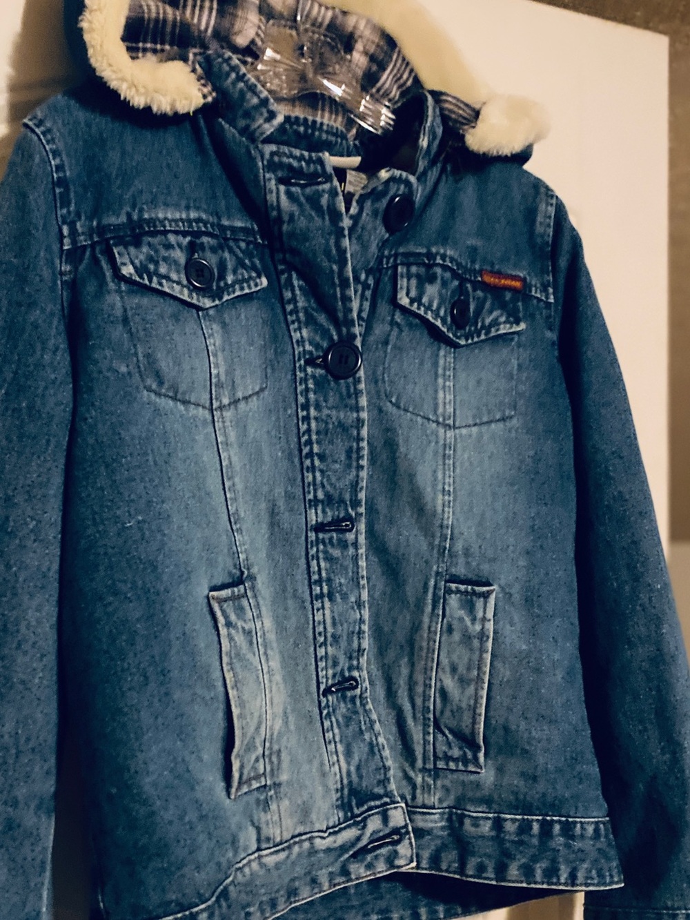 Y2K ROXY Blue Denim  plaid Lined Jacket